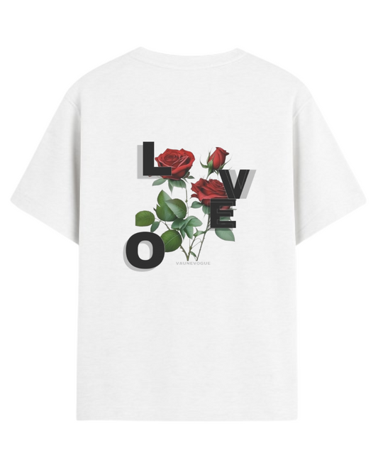 LOVE" Rose Graphic Unisex Basic T-Shirt